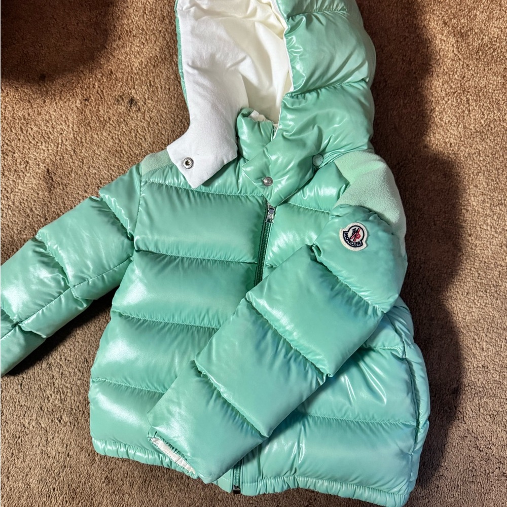 Moncler Light Green and White Puffer Jacket